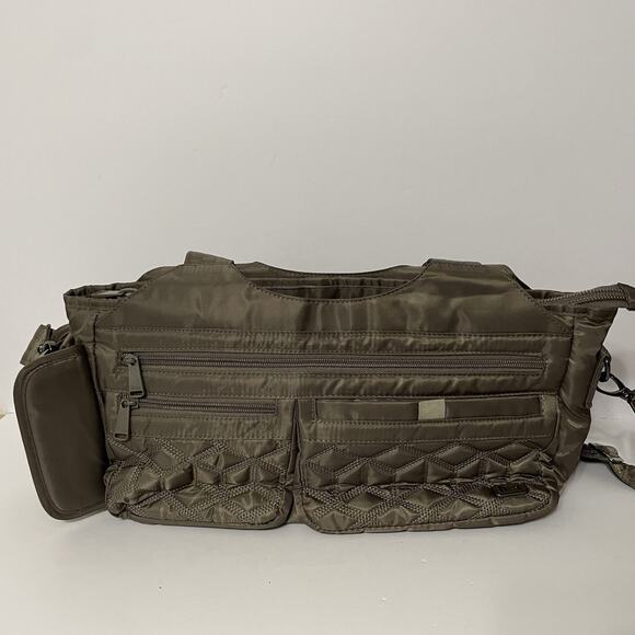 LUG Streetcar East/West Shoulder Crossbody Bag Purse in Gray Quilted Divider - Picture 5 of 13